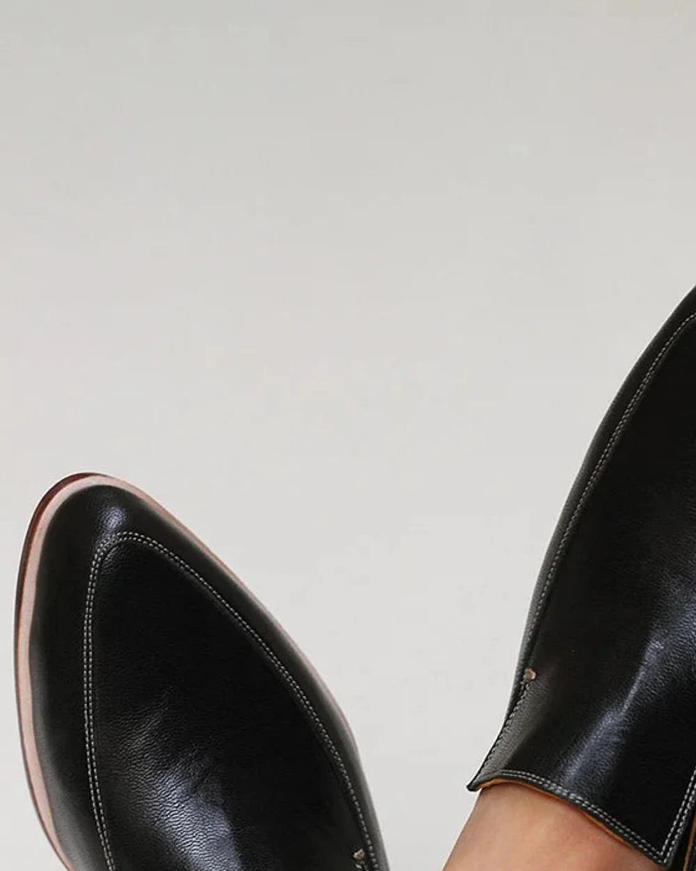Cordelia | Black Leather Pointed Toe Professional Loafers — loafers-for-women-pointed-toe-slip-on-flats-black-08-detail.webp