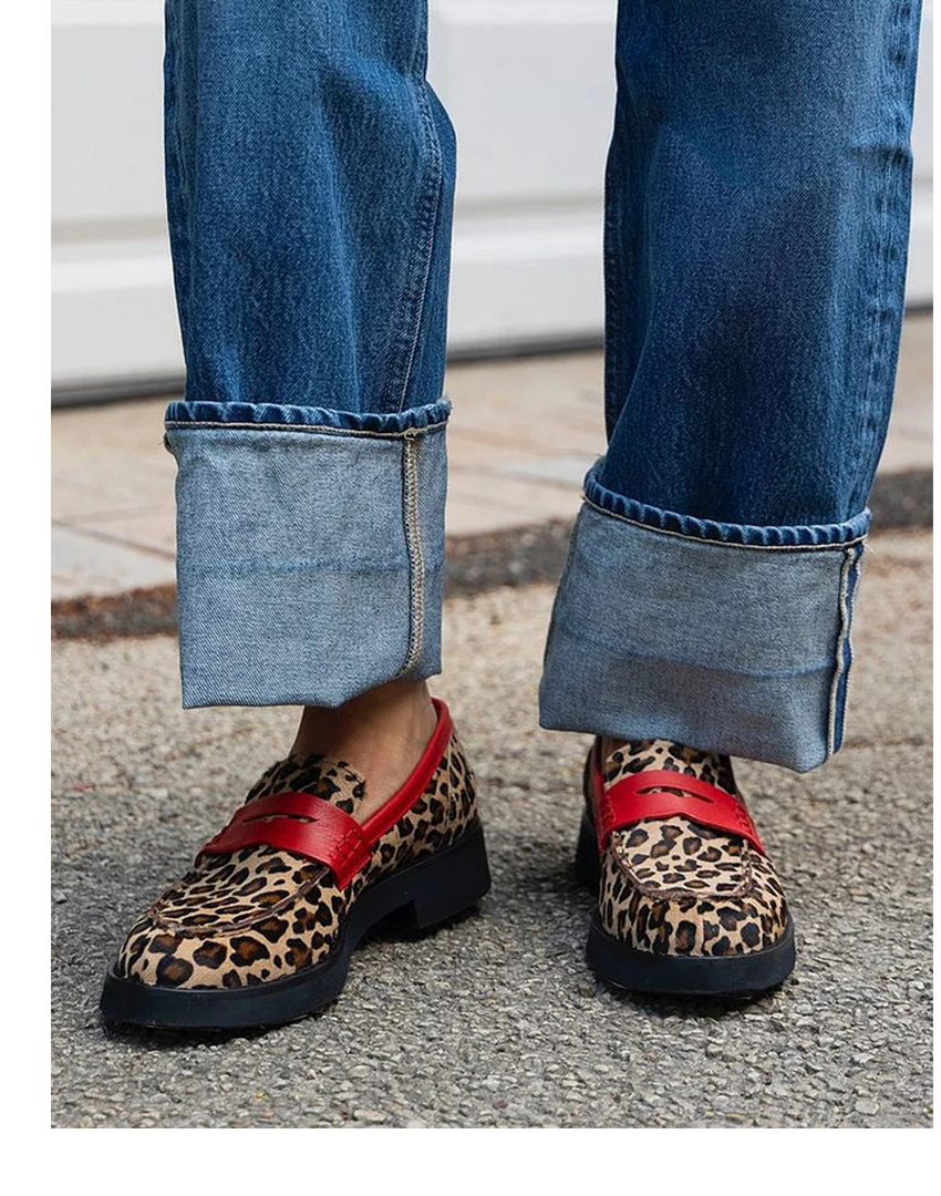 Carmela | Leopard Leather Platform Penny Loafers