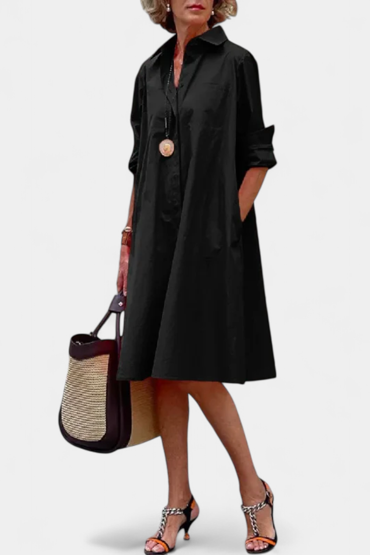Momount Women’s Shirt Midi Dress Loose Fit Summer Dress