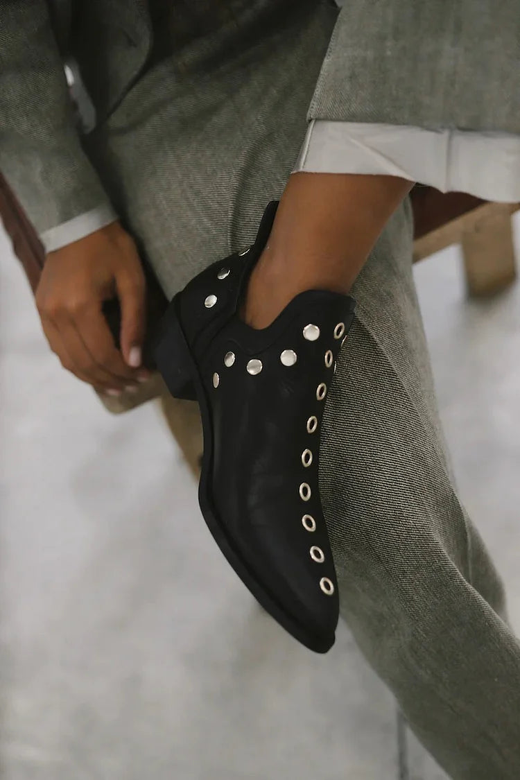 Thessalonica | Punk Studded Buckle Ankle Boots