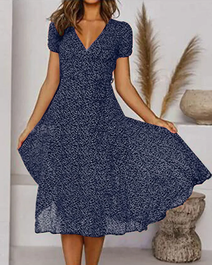 Cassandra | Floral Wrap Midi Dress – Flattering V-Neck | Summer Momount