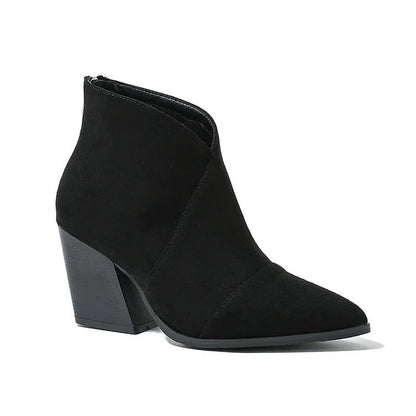 Isadora | Suede Block Heel Pointed Toe Ankle Boots