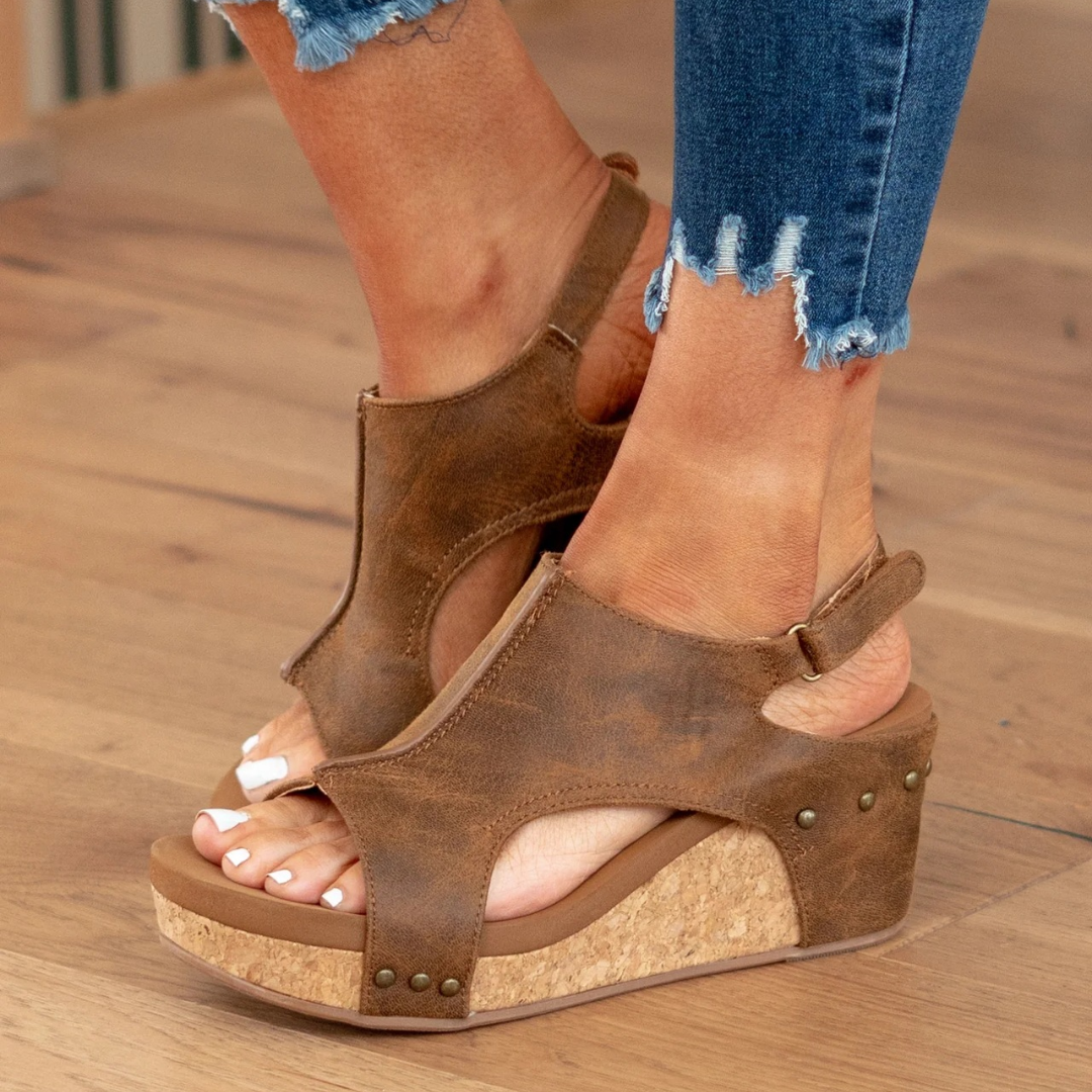 Momount Women Wedge Sandals Comfort Cork Platform Casual Summer Cushioned Support Lightweight Open Toe Slip On