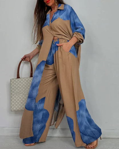 Araminta | Botanical Printed Button Down Wide Leg Summer Set