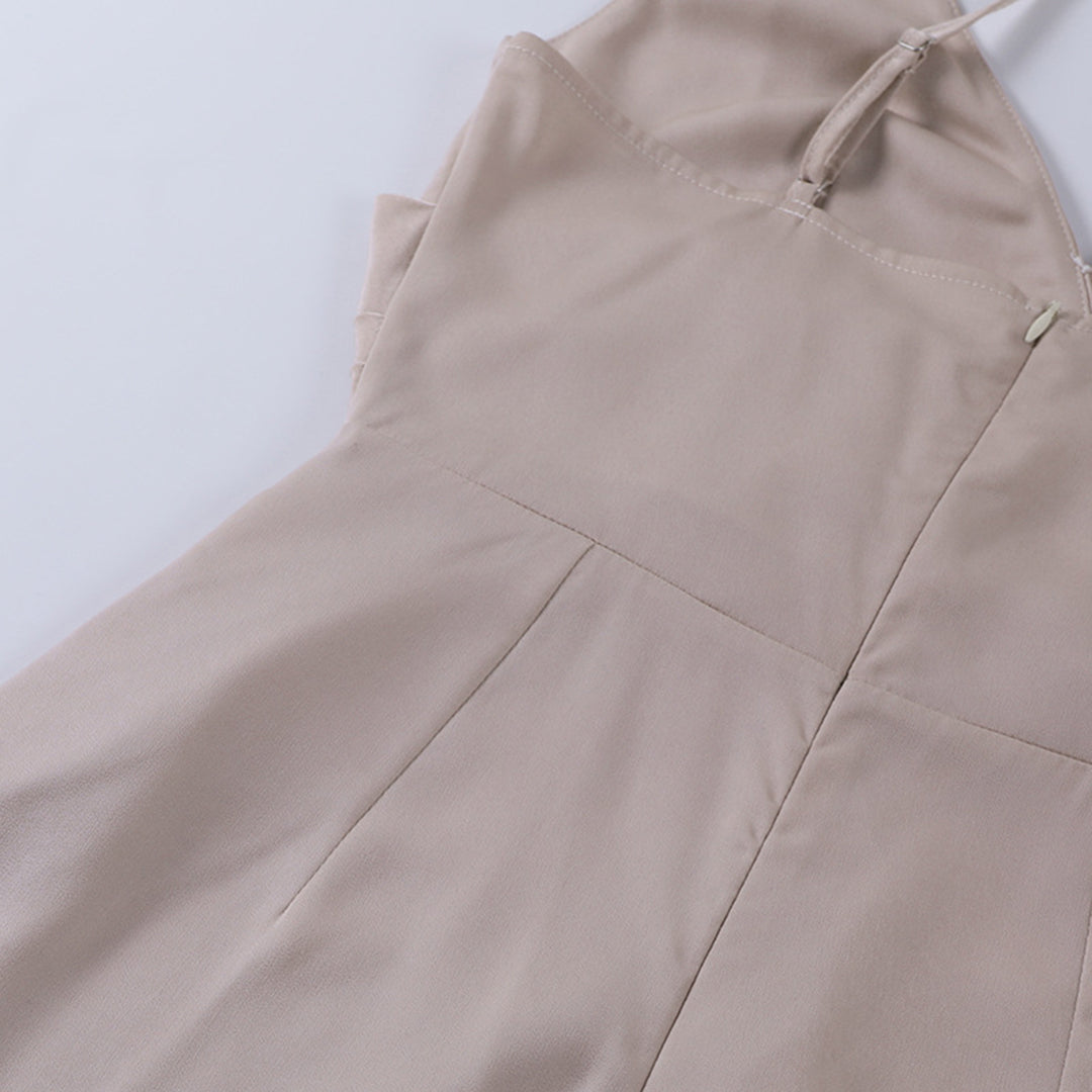 Evangelia | Elegant Satin V Neck Wrap Summer Maxi Dress