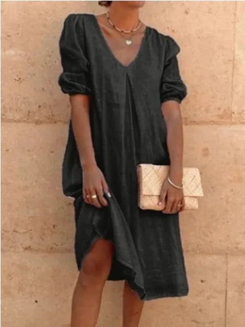 Casimira | Boho Cotton V Neck Tiered Summer Midi Dress