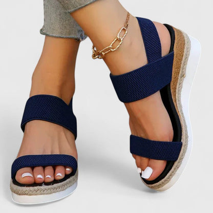 Momount Women Espadrille Wedge Sandals – Elastic Strap Jute Platform Open Toe