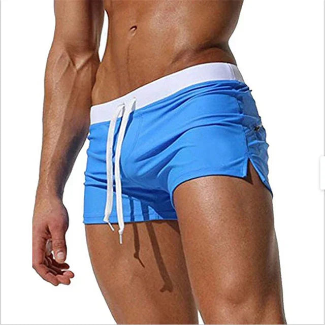 Momount Men Swim Shorts – Drawstring Zipper Pocket Slim Fit Quick Dry