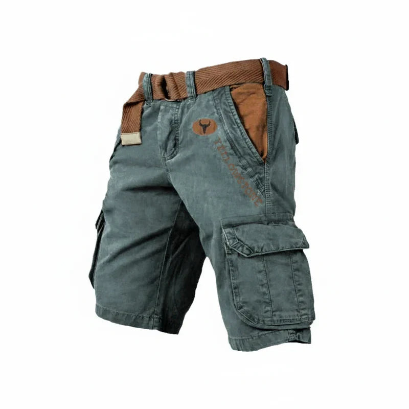 Momount Men Cargo Shorts – Washed Cotton Belted Knee Length Outdoor