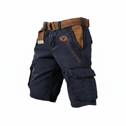 Momount Men Cargo Shorts – Washed Cotton Belted Knee Length Outdoor