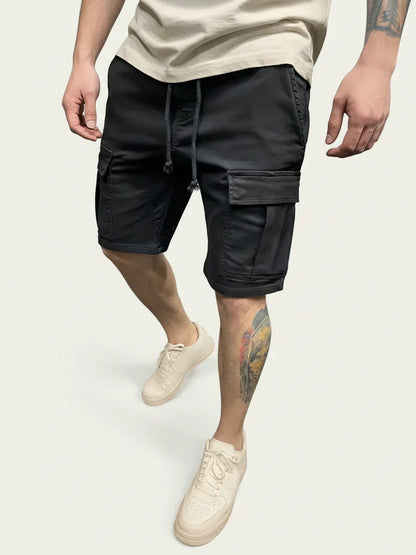 Momount Men Cargo Shorts – Drawstring Slim Fit Flap Pocket Cotton Casual