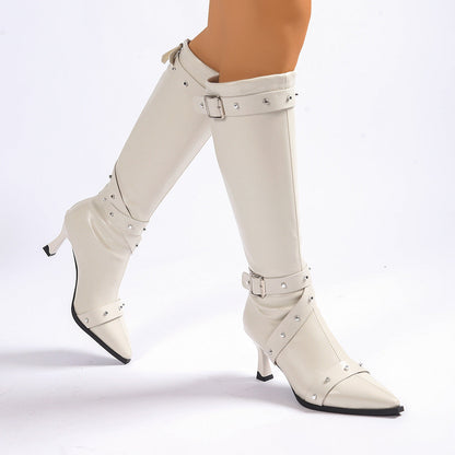Bellarosa | Western Buckle Leather Kitten Heel Boots