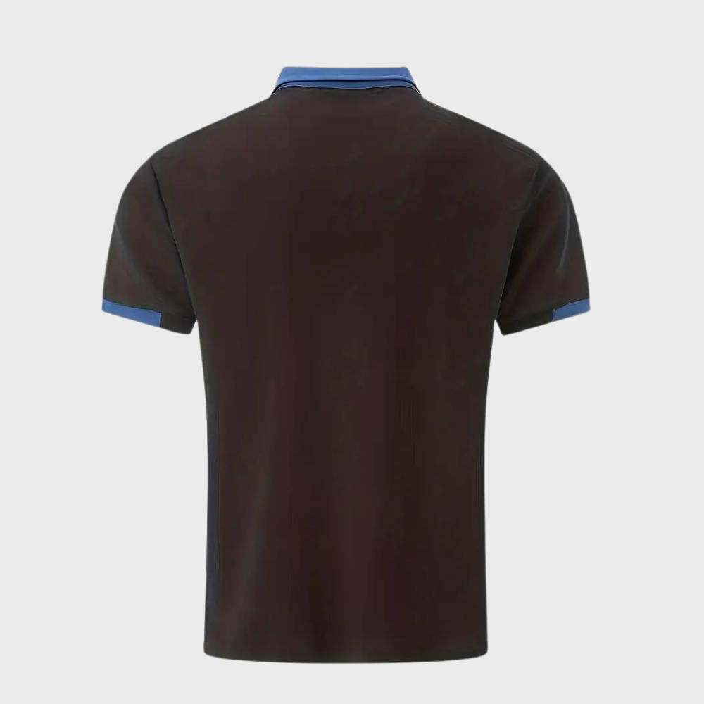 Momount Men Polo Shirt – Two Tone Contrast Collar Pocket Short Sleeve