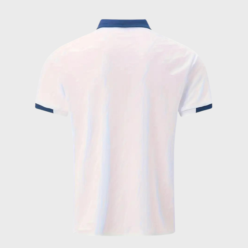 Momount Men Polo Shirt – Two Tone Contrast Collar Pocket Short Sleeve