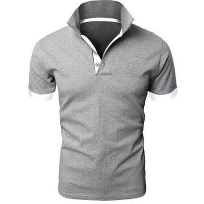 Momount Men Polo Shirt – Stand Collar Contrast Placket Slim Fit