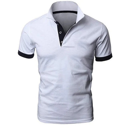 Momount Men Polo Shirt – Stand Collar Contrast Placket Slim Fit