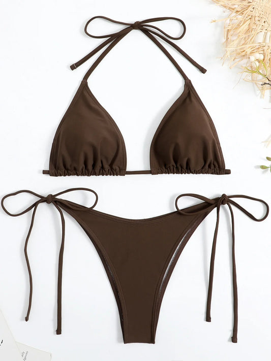 Momount Women Triangle Bikini Set