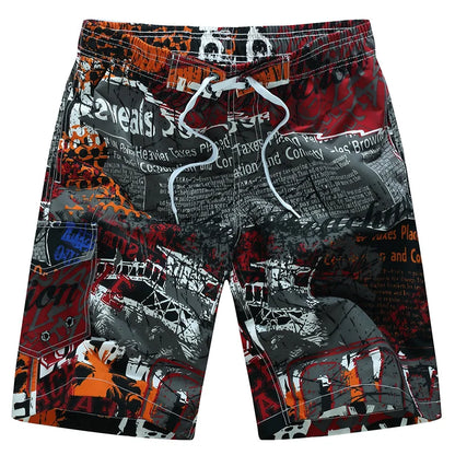 Momount Men Swim Shorts – Geometric Print Drawstring Knee Length Surf