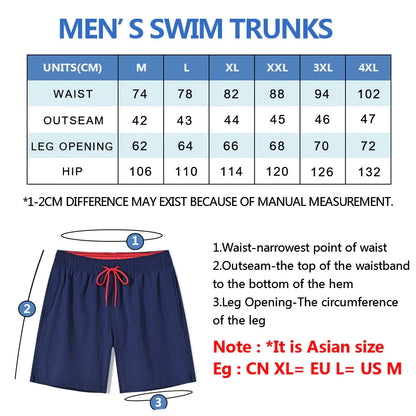Momount Men Swim Shorts – Elastic Waist Mesh Liner Drawstring Pocket
