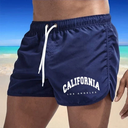 Momount Men Swim Shorts – California Print Drawstring Quick Dry Beach