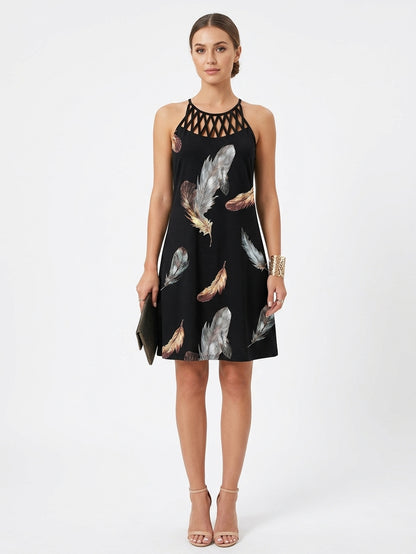Gabriella Summer Midi Dress | Chic, Casual, Vibrant - Noir2 - front