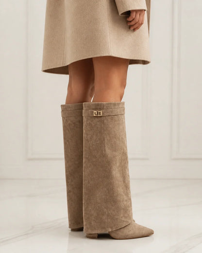 Arabella women's khaki suede knee-high boots – 04 back webp