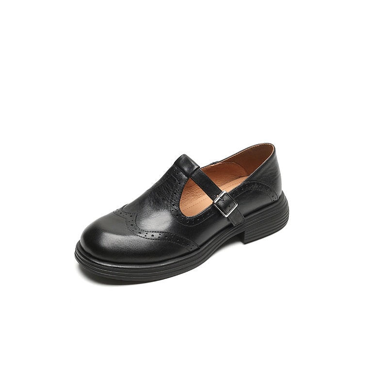 Calista | Vintage Brown Oxford Mary Jane Platform Shoes