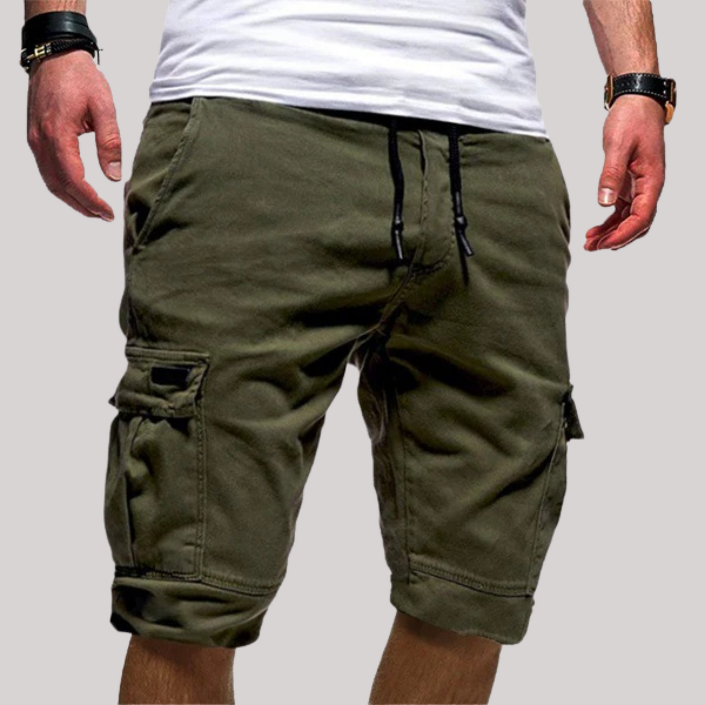 Momount Men Cargo Shorts – Drawstring Elastic Waist Flap Pocket Casual