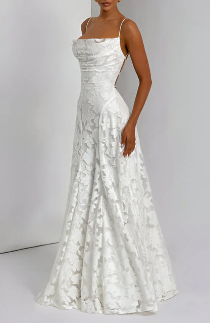 Auriana | Romantic Floral Square Neck Strappy Summer Maxi Dress