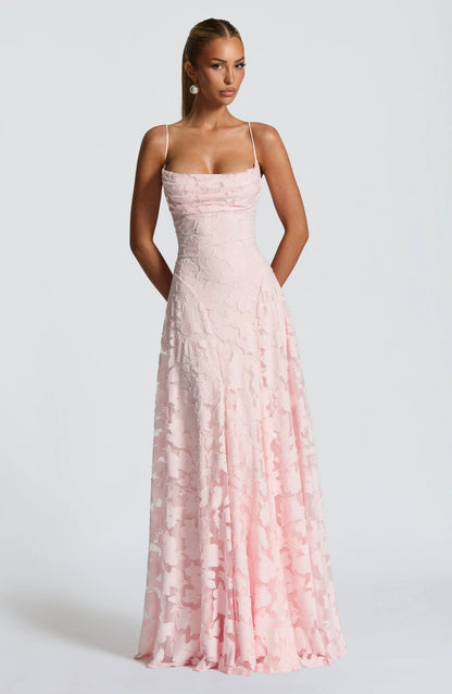 Auriana | Romantic Floral Square Neck Strappy Summer Maxi Dress