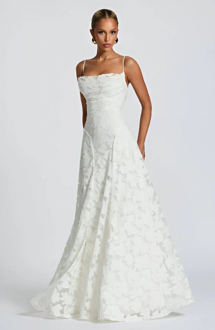 Auriana | Romantic Floral Square Neck Strappy Summer Maxi Dress