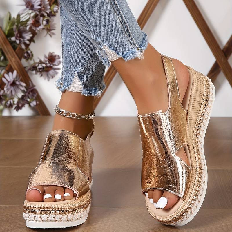 Momount Women Wedge Sandals Comfort Platform Slingback Casual Summer Adjustable Cushioned Support Open Toe Fit