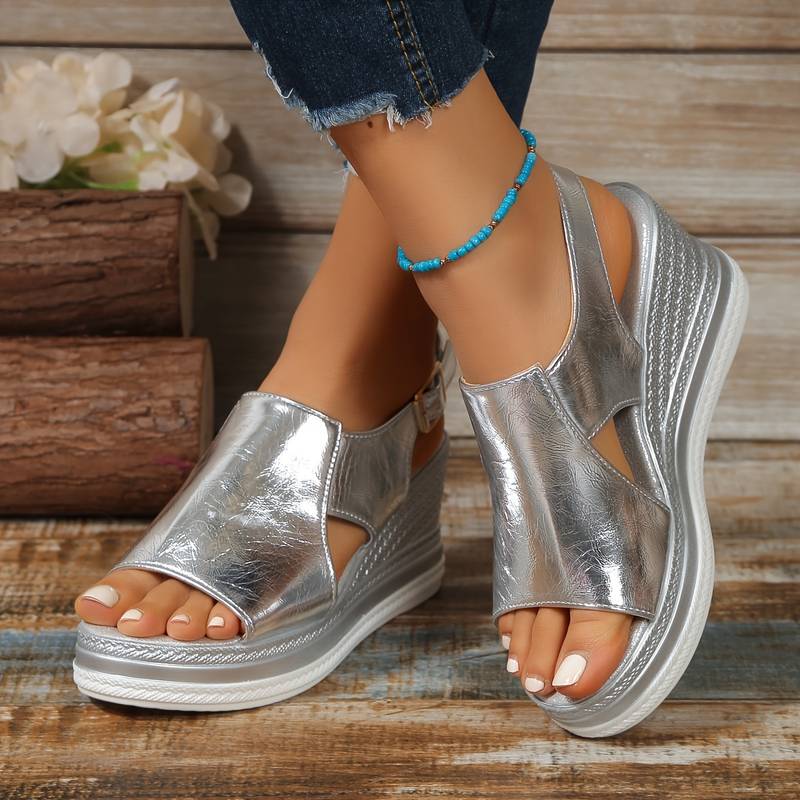 Momount Women Wedge Sandals Comfort Platform Slingback Casual Summer Adjustable Cushioned Support Open Toe Fit