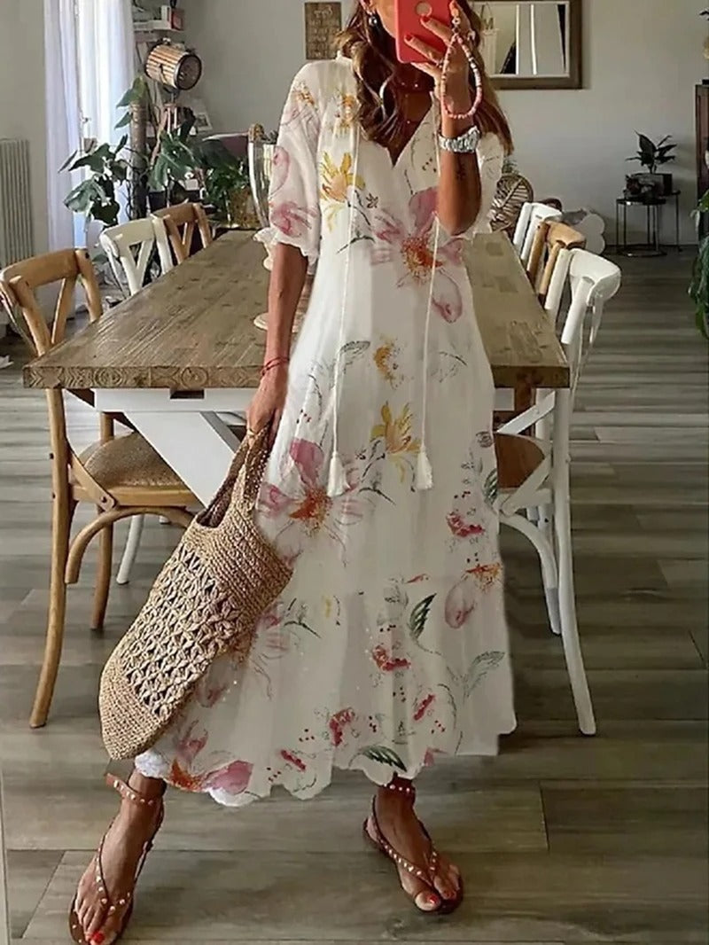 Isadora | Boho Floral Button Down Summer Maxi Dress